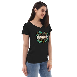 Bonaventure Forever Clasping Hands Color Women’s recycled v-neck t-shirt