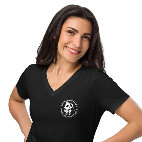 Doctor Buzzard Pocket Logo Women’s relaxed v-neck t-shirt